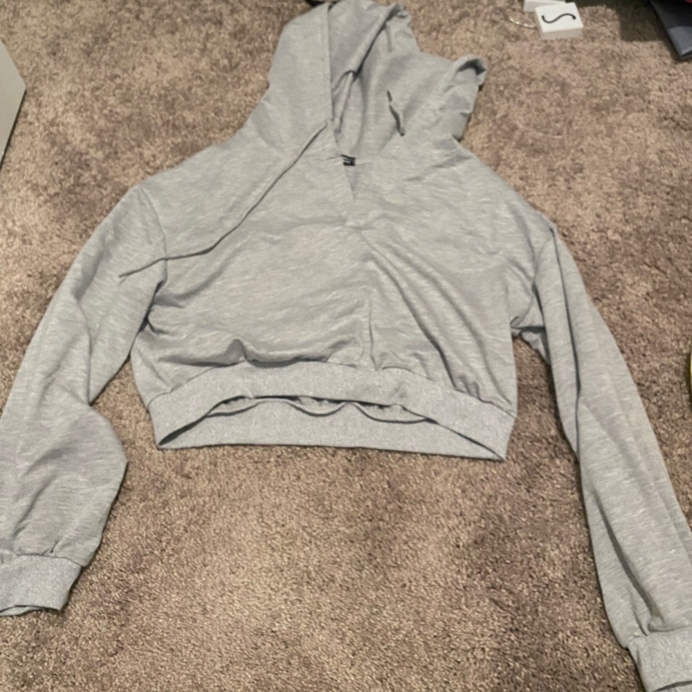 cropped grey SHEIN hoodie